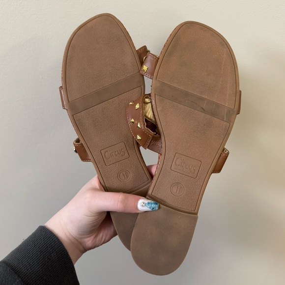 Sam Edelman brown gold studded slip on summer sandals - Picture 2 of 2